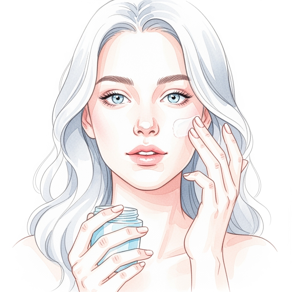 Nő a tükörben, aki szomorúan nézi fakó bőrét